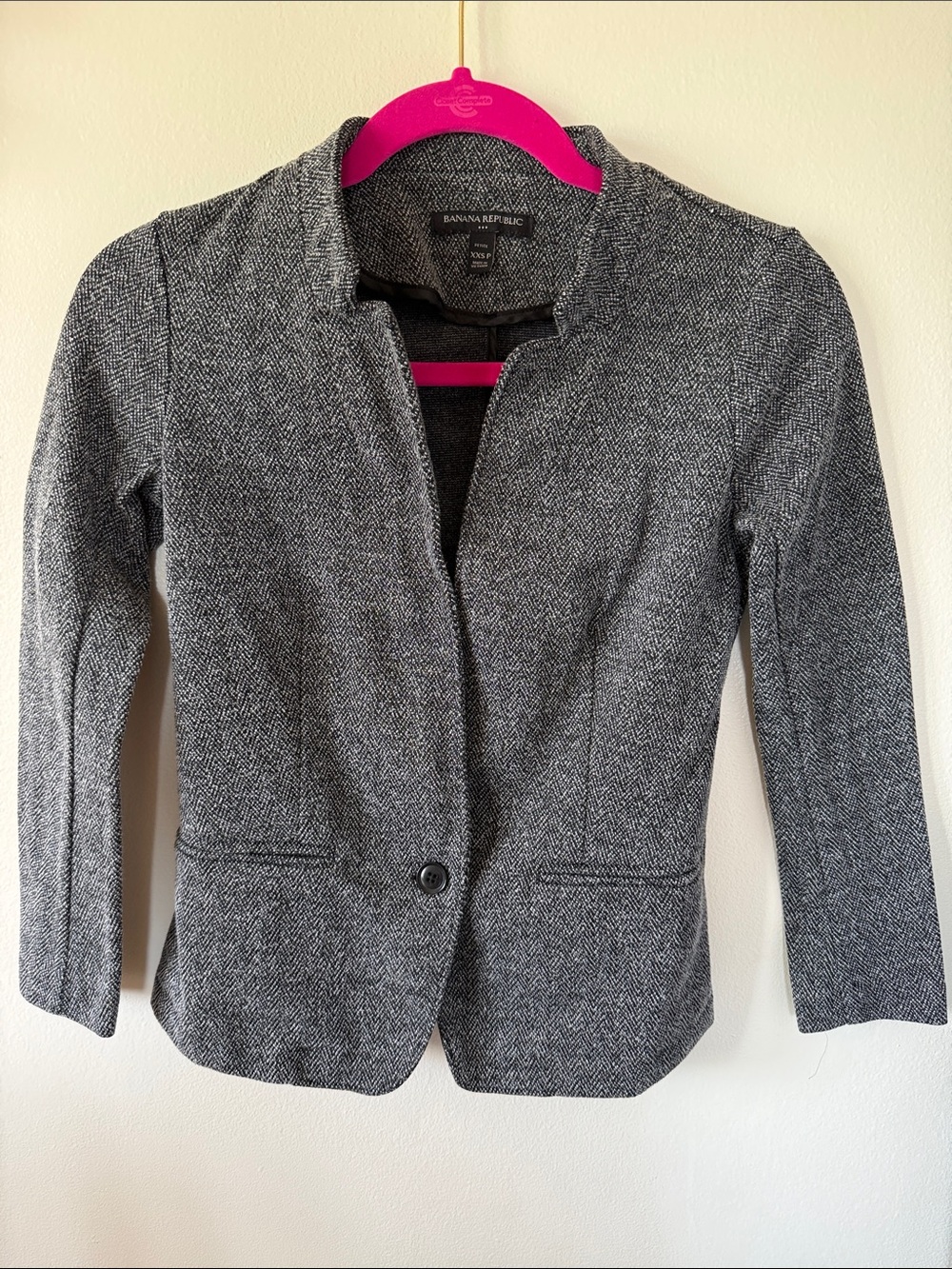 Banana Republic Gray Herringbone Single-Button Blazer